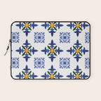Mosaic,mediterranean,blue tiles art Laptop Sleeve Gallery Image 1