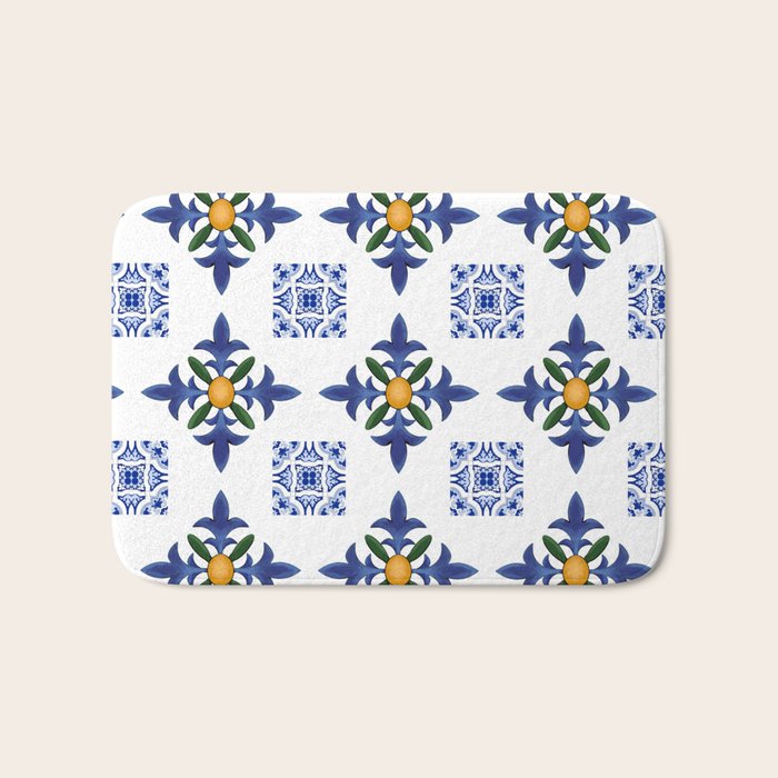 Mosaic,mediterranean,blue tiles art Bath Mat Gallery Image 1