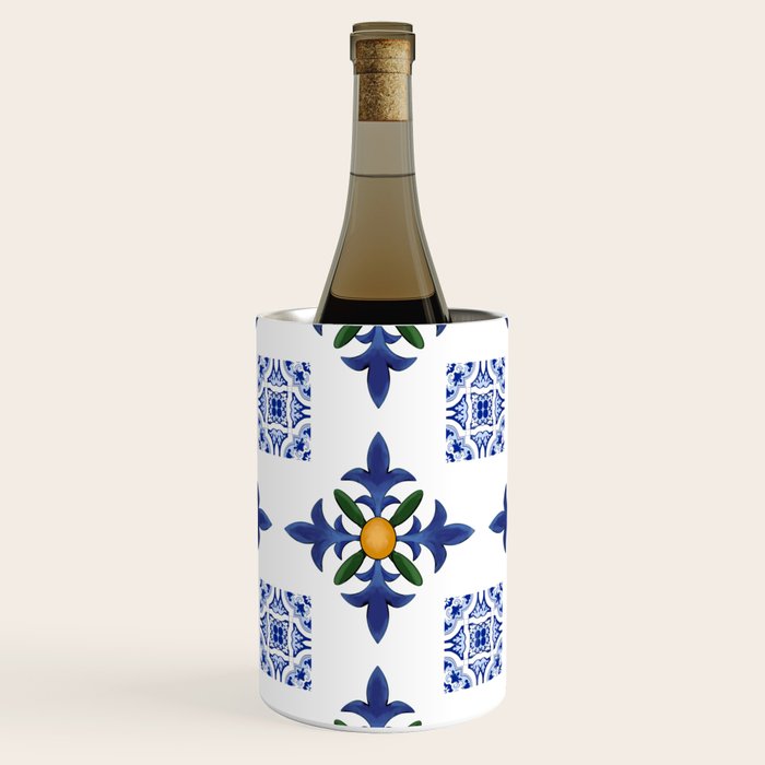 Mosaic,mediterranean,blue tiles art Wine Chiller Gallery Image 2