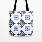 Mosaic,mediterranean,blue tiles art Tote Bag Gallery Image 1