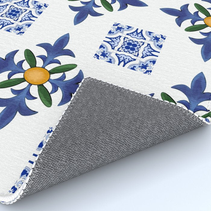 Mosaic,mediterranean,blue tiles art Rug Gallery Image 4