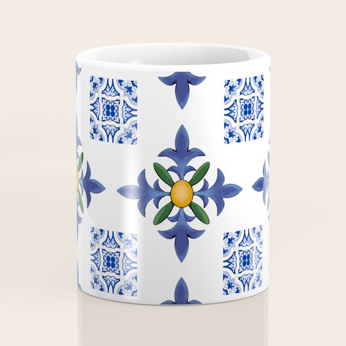 Mosaic,mediterranean,blue tiles art Coffee Mug Gallery Image 4