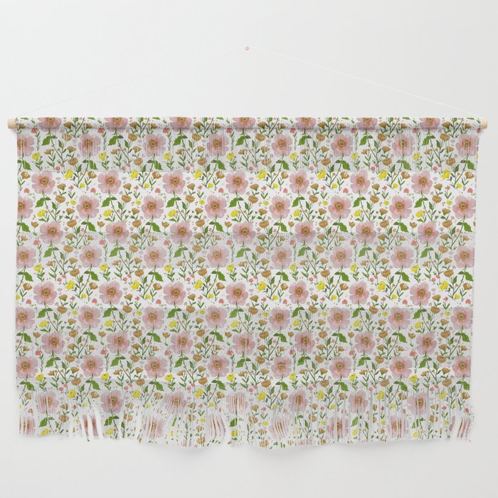 Summer Floral - pink & yellow Wall Hanging Gallery Image 1