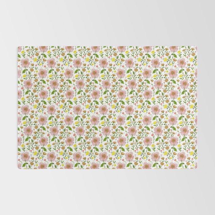Summer Floral - pink & yellow Rug Gallery Image 2