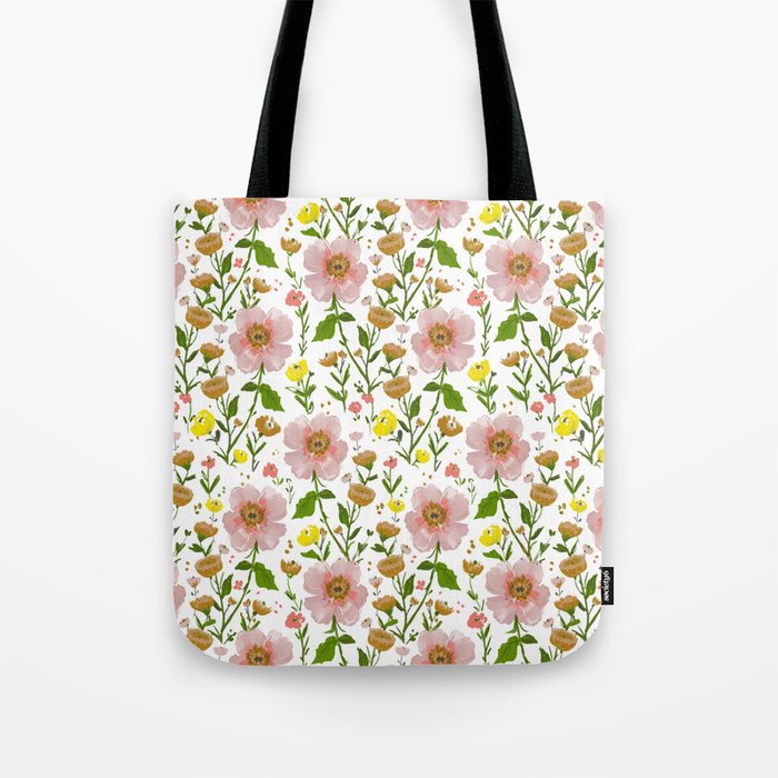 Summer Floral - pink & yellow Tote Bag Gallery Image 1