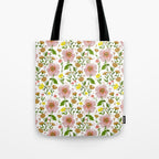 Summer Floral - pink & yellow Tote Bag Gallery Image 1