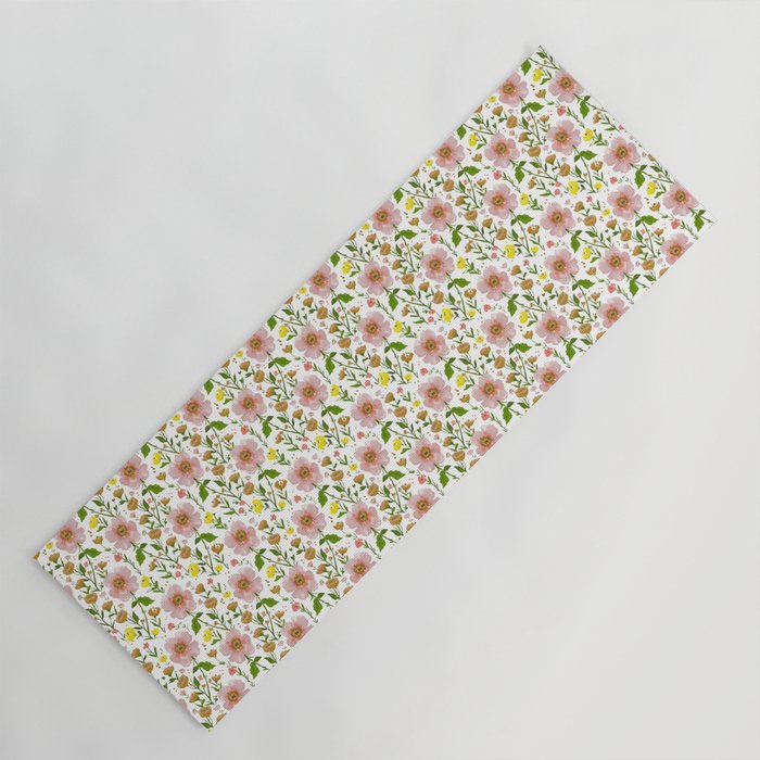 Summer Floral - pink & yellow Yoga Mat Gallery Image 1