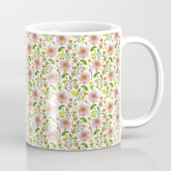Summer Floral - pink & yellow Coffee Mug Gallery Image 1