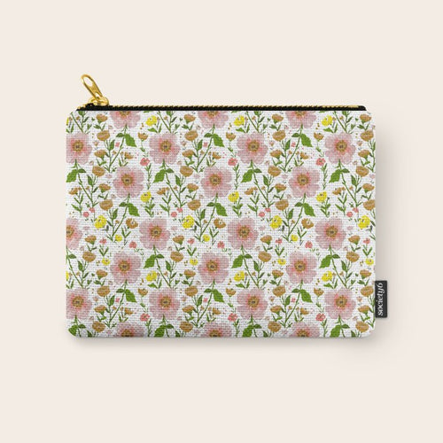 Summer Floral - Pink & Yellow Carry All Pouch