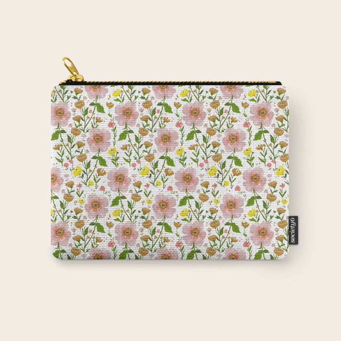 Summer Floral - pink & yellow Carry All Pouch Gallery Image 1