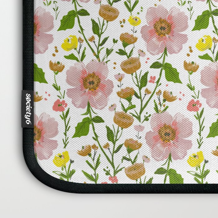 Summer Floral - pink & yellow Laptop Sleeve Gallery Image 3
