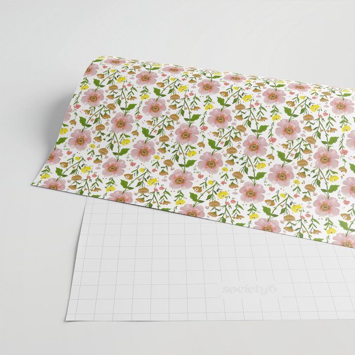 Summer Floral - pink & yellow Wrapping Paper Gallery Image 2