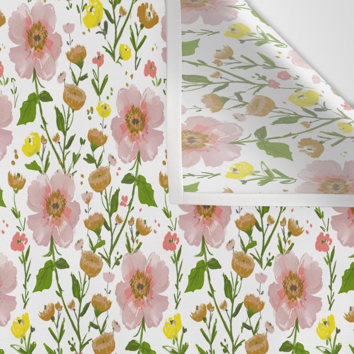 Summer Floral - pink & yellow Wall Tapestry Gallery Image 3