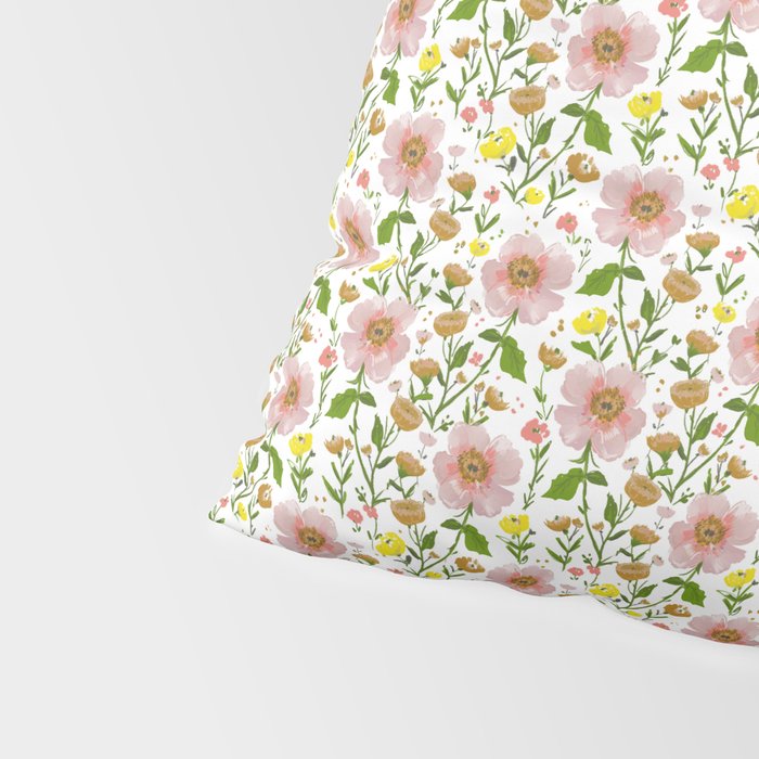 Summer Floral - pink & yellow Pillow Sham Gallery Image 4