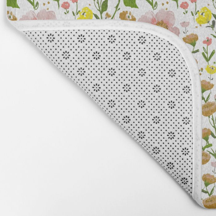 Summer Floral - pink & yellow Bath Mat Gallery Image 2