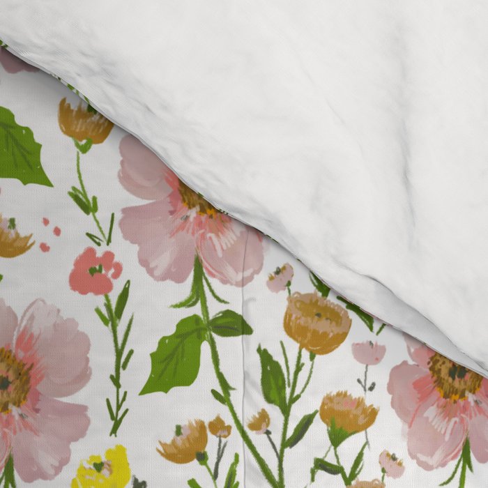 Summer Floral - pink & yellow Comforter Gallery Image 4