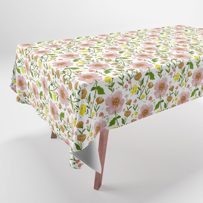 Summer Floral - pink & yellow Tablecloth Gallery Image 1