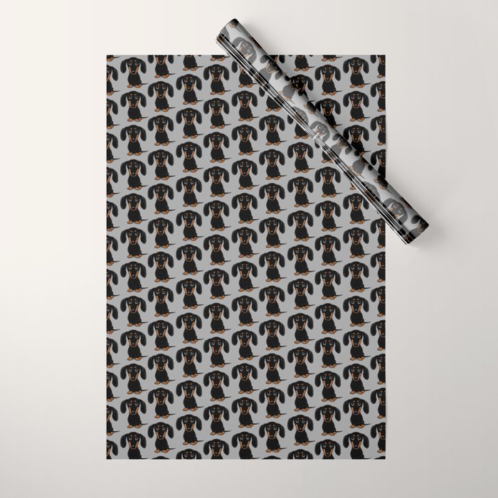 Black and Tan Dachshund | Cute Cartoon Wiener Dog Wrapping Paper Gallery Image 1