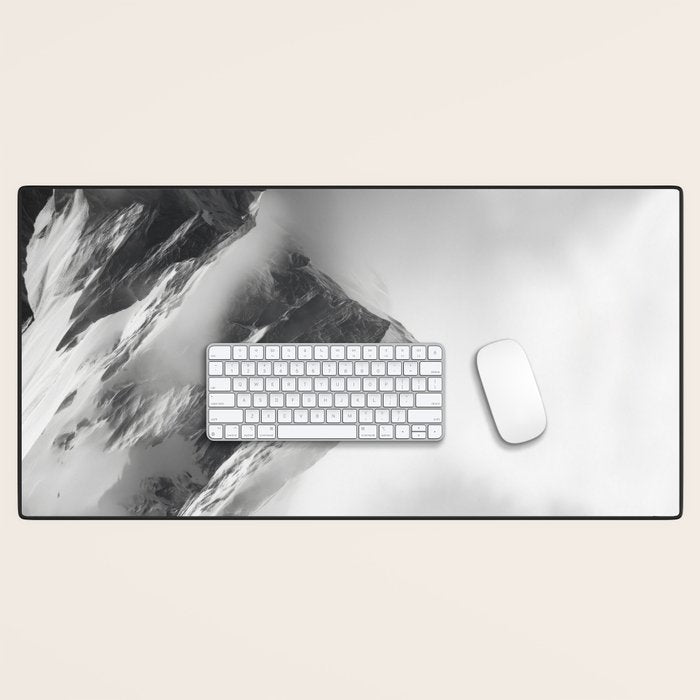 Alpine Silence - Minimalist Snowy Peak Wall Art Desk Mat Gallery Image 1