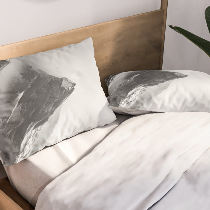 Alpine Silence - Minimalist Snowy Peak Wall Art Pillow Sham Gallery Image 2