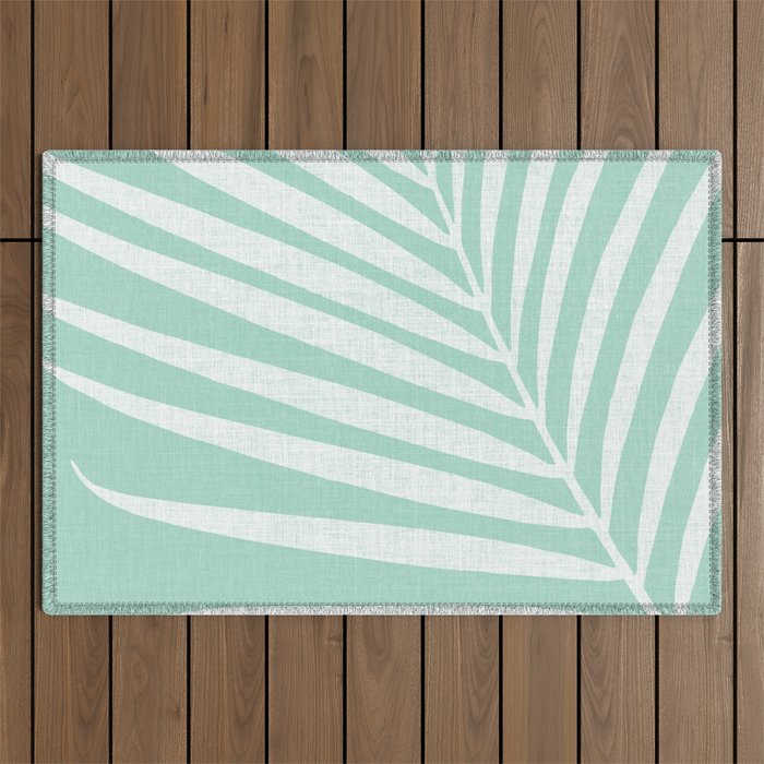 Minimalist Palm Leaf - Mint Green Outdoor Rug Gallery Image 1