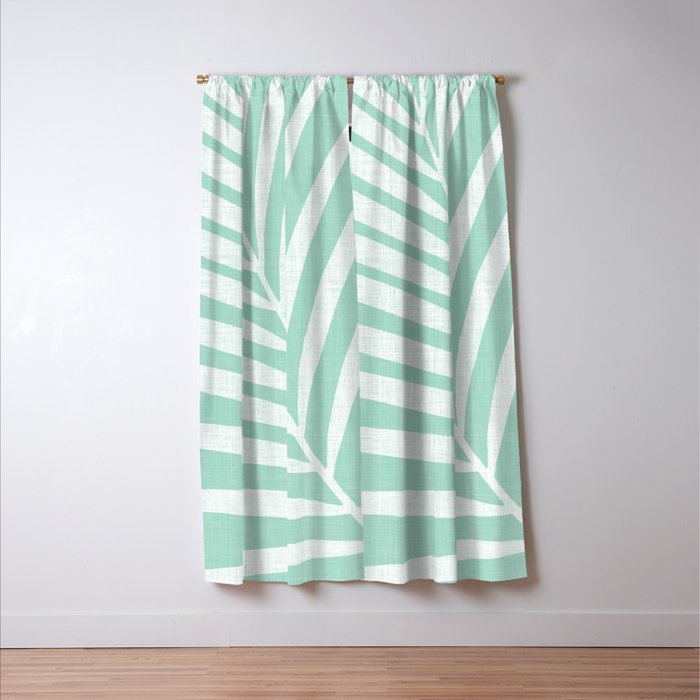 Minimalist Palm Leaf - Mint Green Window Curtain Gallery Image 3