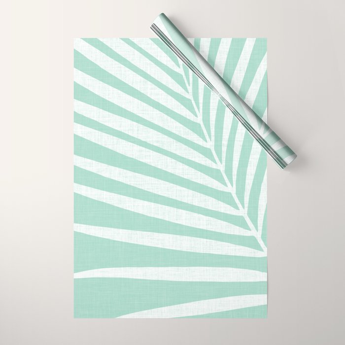 Minimalist Palm Leaf - Mint Green Wrapping Paper Gallery Image 1