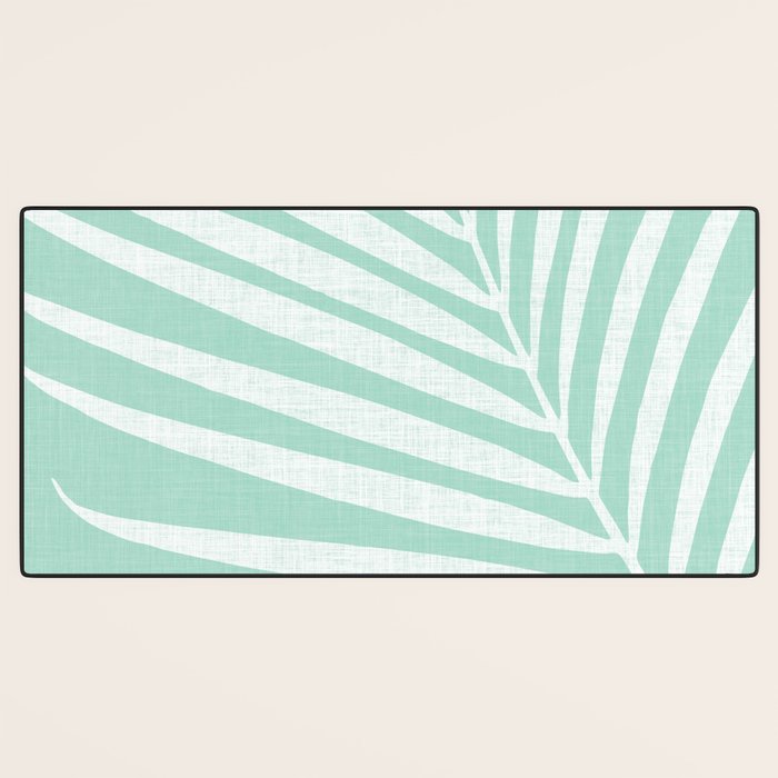 Minimalist Palm Leaf - Mint Green Desk Mat Gallery Image 3