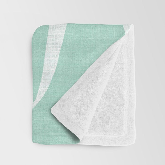 Minimalist Palm Leaf - Mint Green Throw Blanket Gallery Image 3