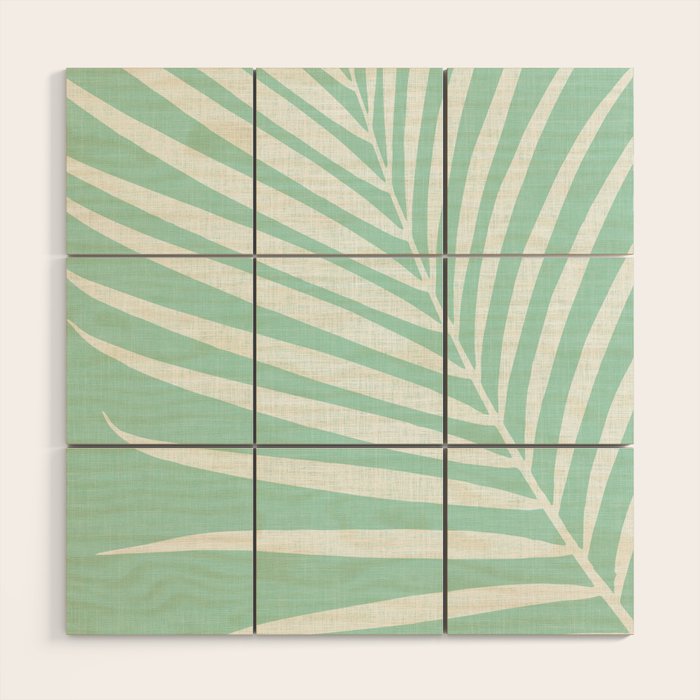Minimalist Palm Leaf - Mint Green Wood Wall Art Gallery Image 1