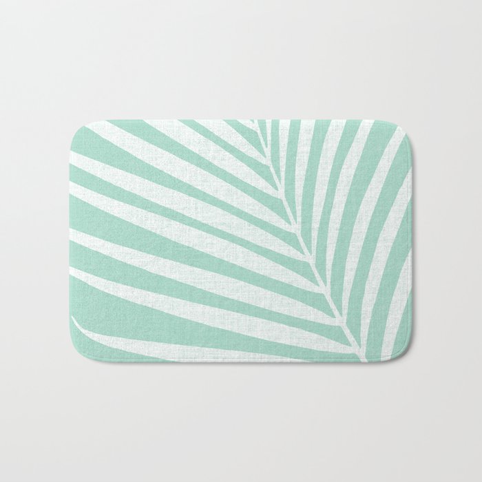 Minimalist Palm Leaf - Mint Green Bath Mat Gallery Image 1