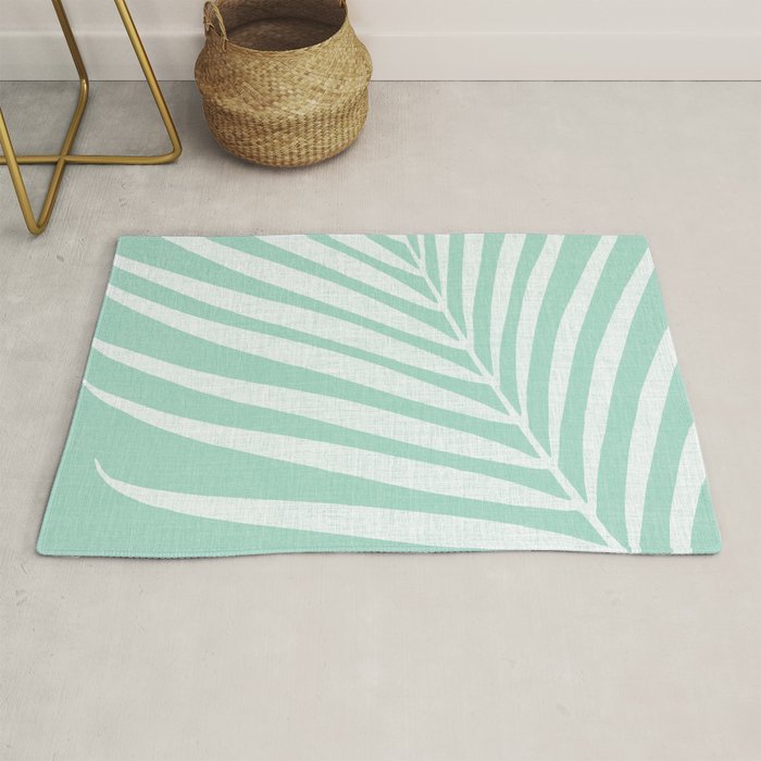 Minimalist Palm Leaf - Mint Green Rug Gallery Image 1