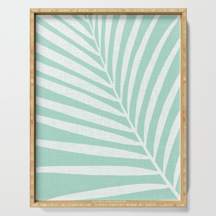 Minimalist Palm Leaf - Mint Green Serving Tray Gallery Image 1