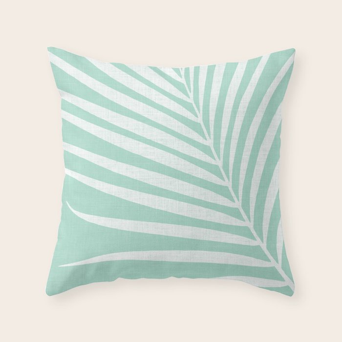 Minimalist Palm Leaf - Mint Green Throw Pillow Gallery Image 6