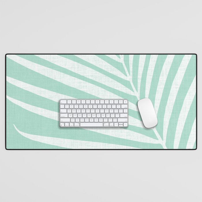 Minimalist Palm Leaf - Mint Green Desk Mat Gallery Image 1