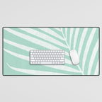 Minimalist Palm Leaf - Mint Green Desk Mat Gallery Image 1