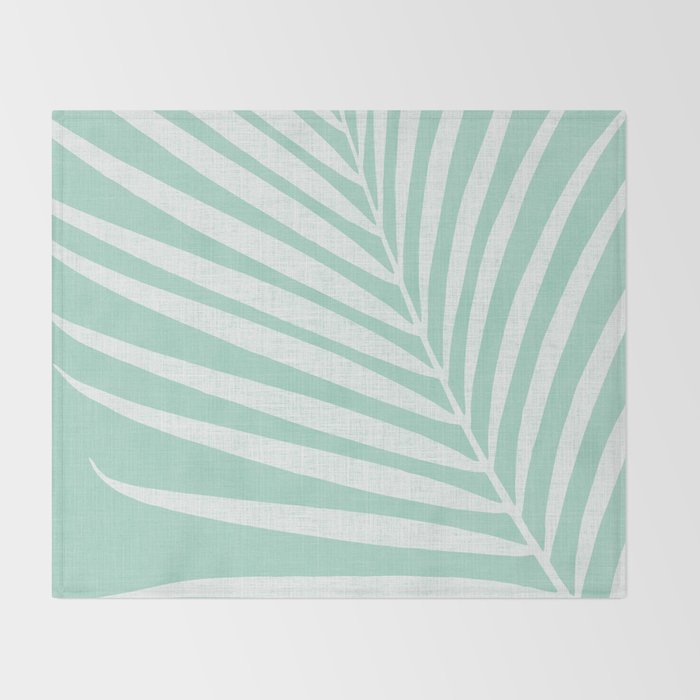 Minimalist Palm Leaf - Mint Green Throw Blanket Gallery Image 2