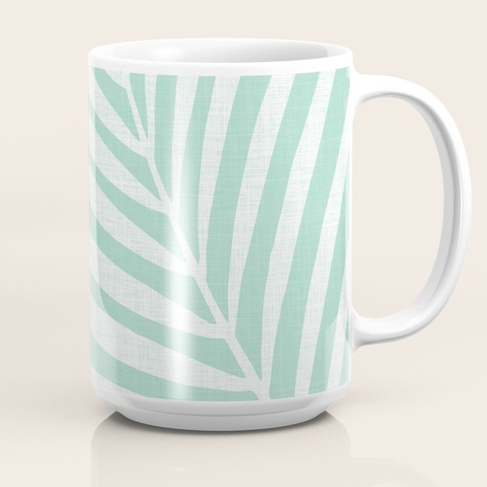 Minimalist Palm Leaf - Mint Green Coffee Mug Gallery Image 2
