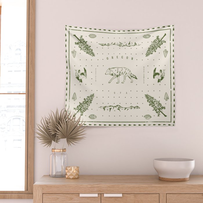 Vintage Oregon (Cream) Wall Tapestry Gallery Image 2