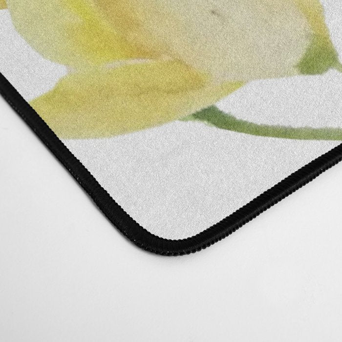 yellow buttercup flowers filed watercolor  Desk Mat Gallery Image 4