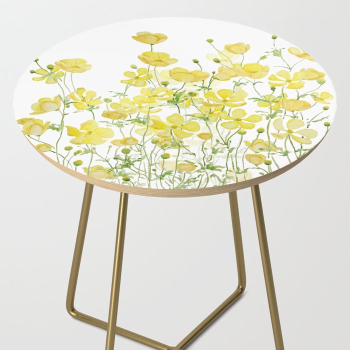 yellow buttercup flowers filed watercolor  Side Table Gallery Image 2