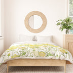 yellow buttercup flowers filed watercolor  Duvet Cover Gallery Image 3