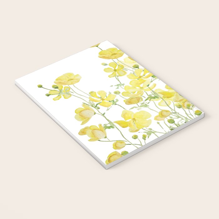 yellow buttercup flowers filed watercolor  Notebook Gallery Image 3