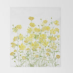 yellow buttercup flowers filed watercolor  Throw Blanket Gallery Image 2