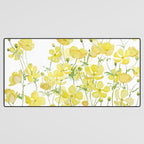 yellow buttercup flowers filed watercolor  Desk Mat Gallery Image 3