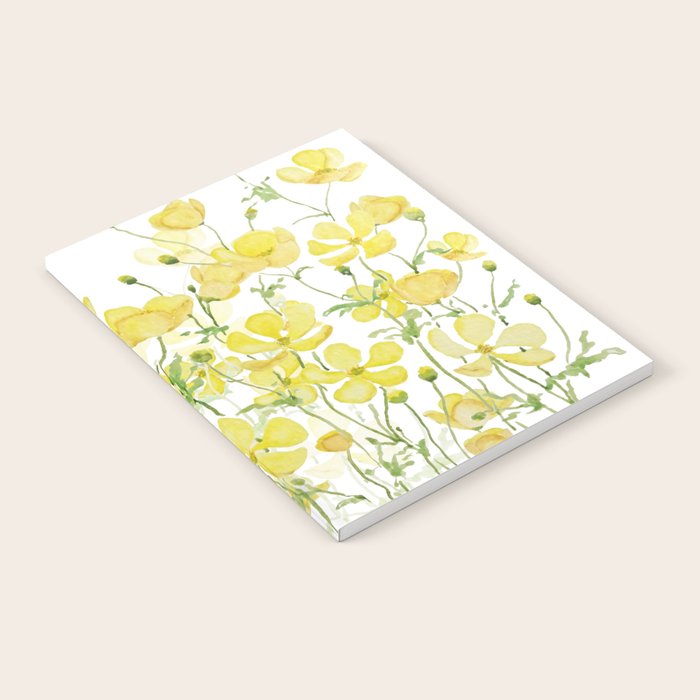 yellow buttercup flowers filed watercolor  Notebook Gallery Image 2
