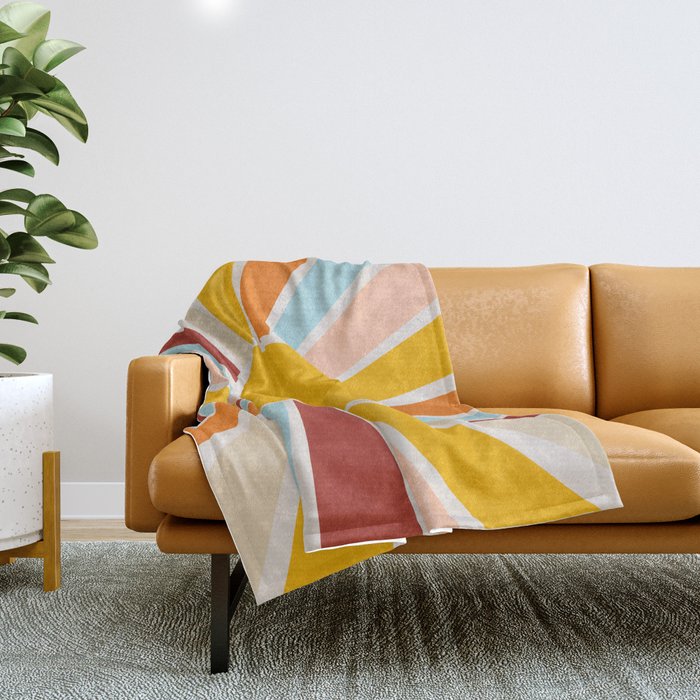 Retro Sunrise Throw Blanket Gallery Image 1