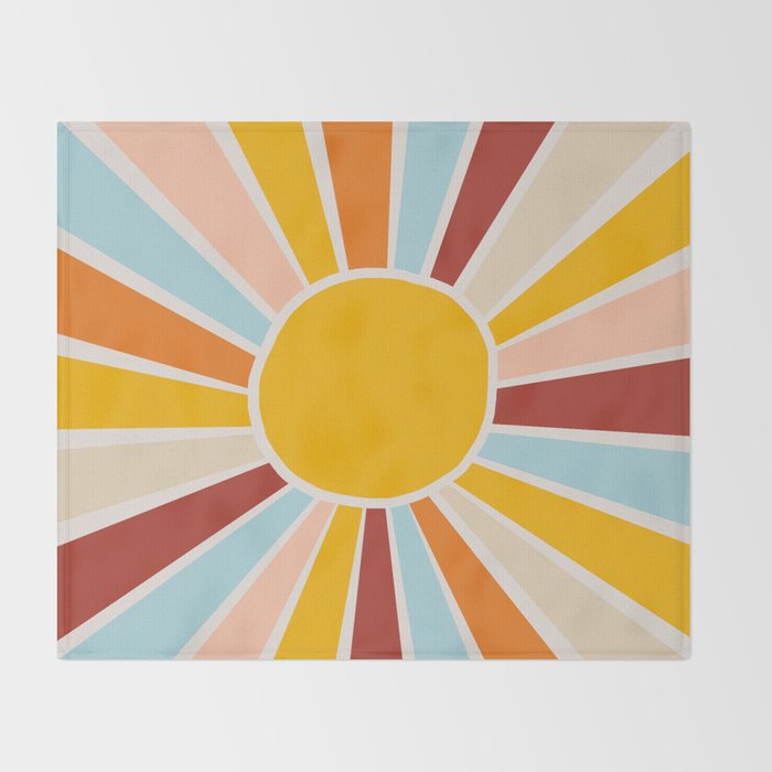 Retro Sunrise Throw Blanket Gallery Image 2