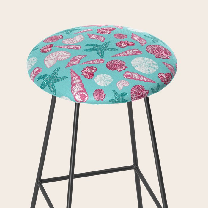 Seashell Pattern - Pink and mint Stool Gallery Image 2