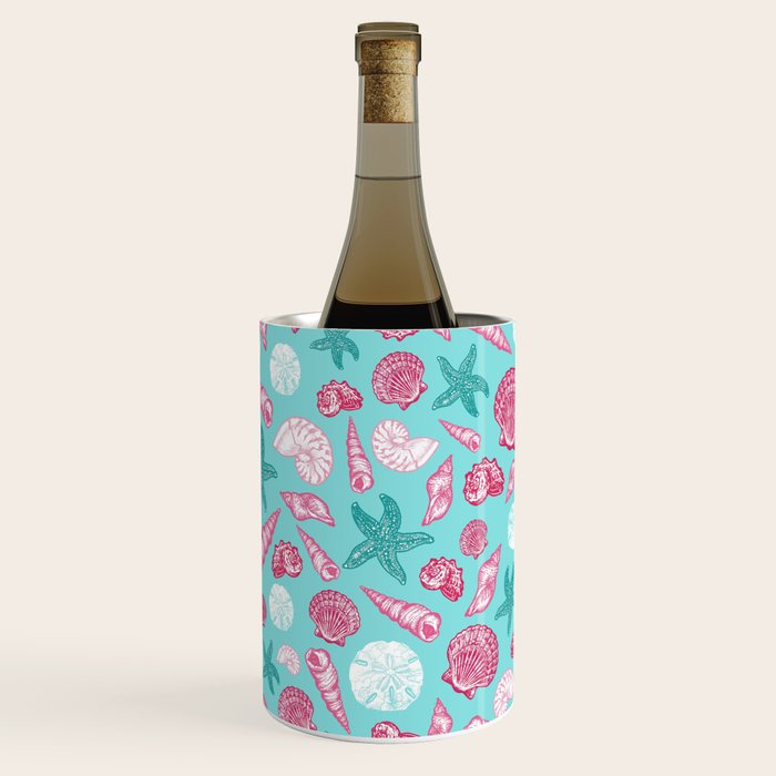 Seashell Pattern - Pink and mint Wine Chiller Gallery Image 1